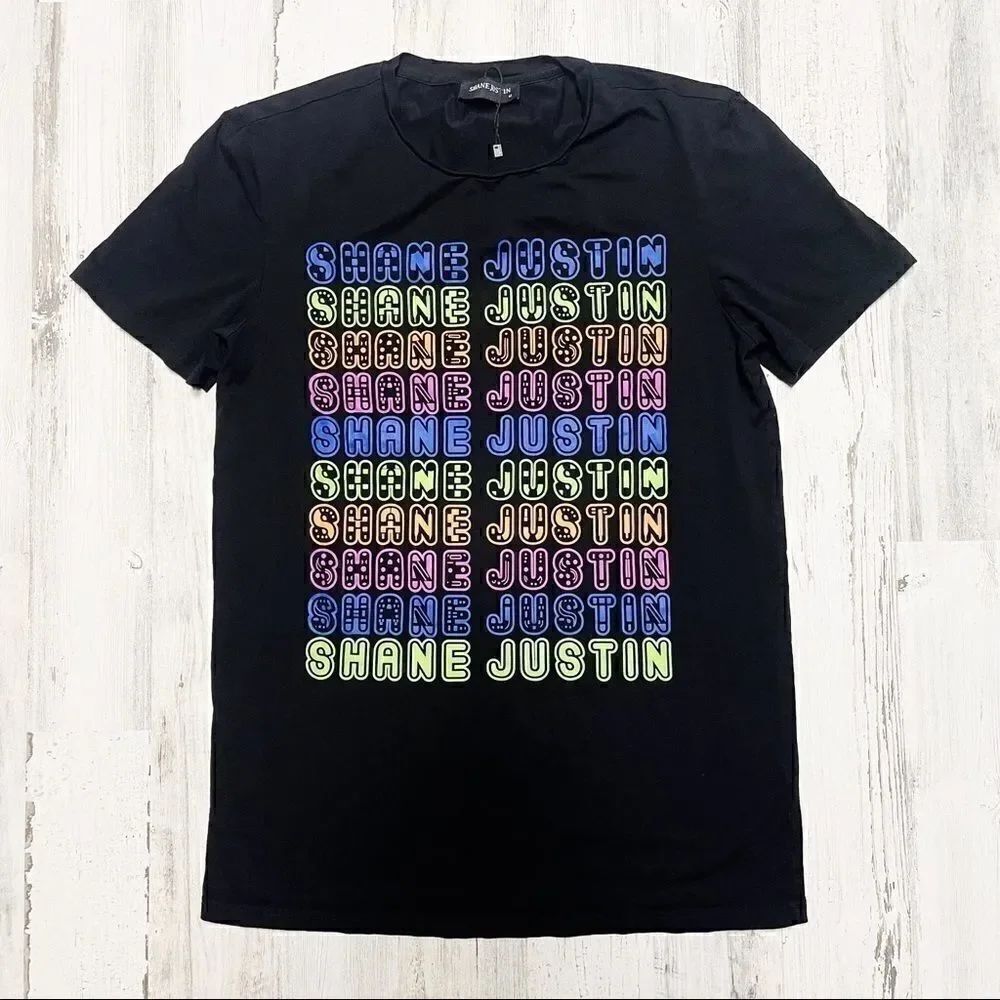 Shane Justin ‘ Retro Tee ‘ in Black - Neon